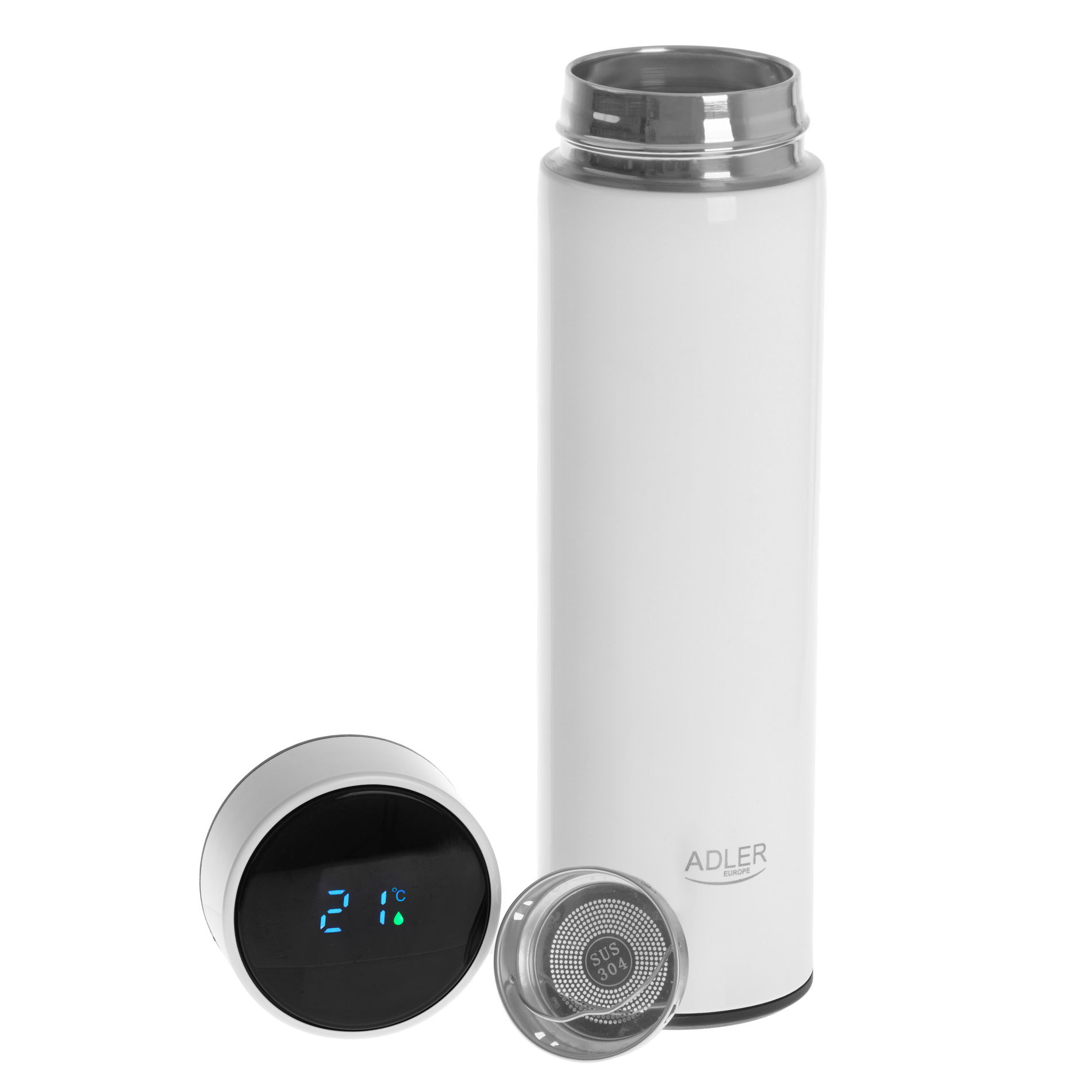 ADLER AD 4506w 0,47 l - termoska na kávu a čaj z nerezové oceli s teploměrem