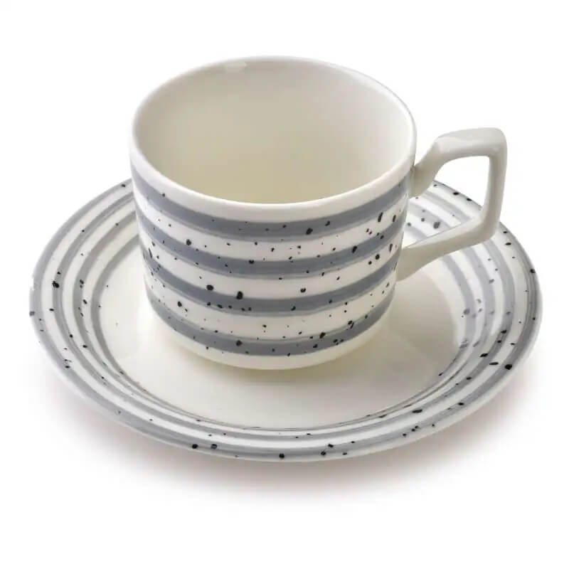 Porcelánové šálky s podšálky AFFEK DESIGN JOY GREY 210 ml 6 ks