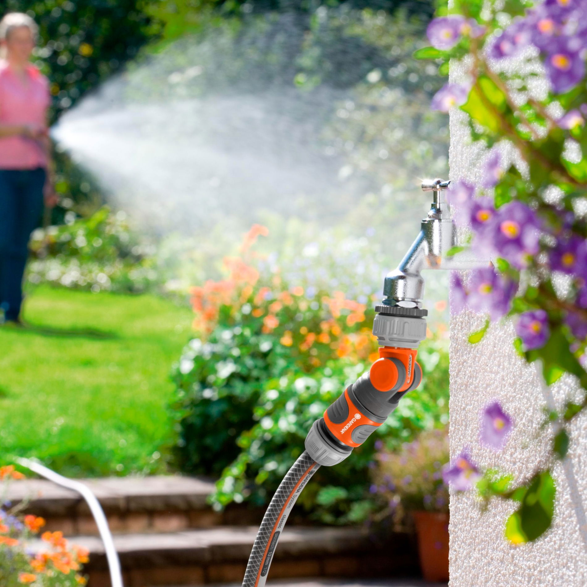 GARDENA Original System Uhlový kohútikový konektor 21; 23; 26,5; 33,3 mm - uhlová kohútiková prípojka