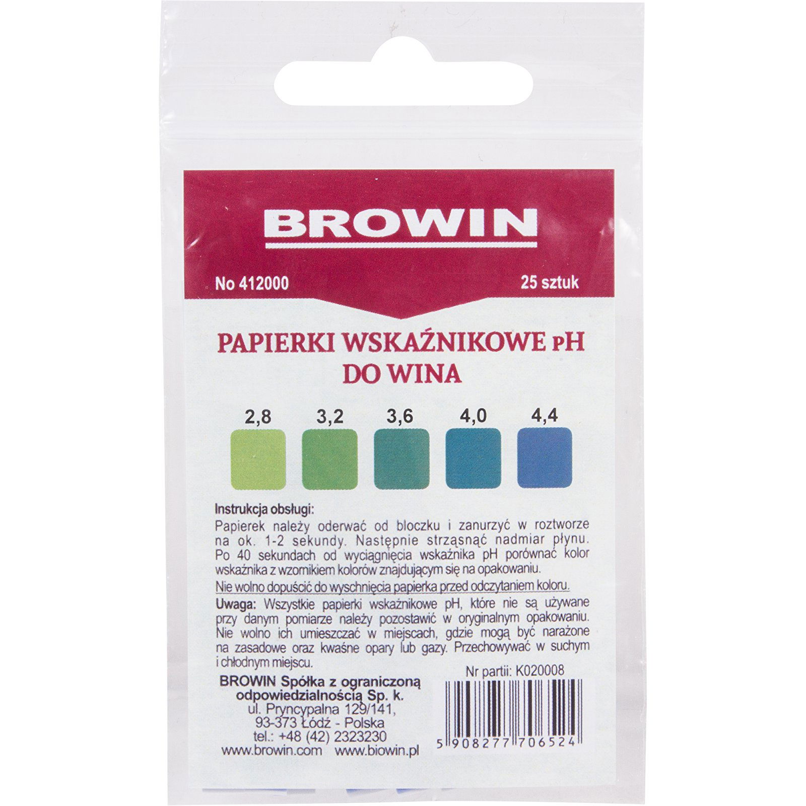 BROWIN Wine - indikátorové pH papieriky pre víno