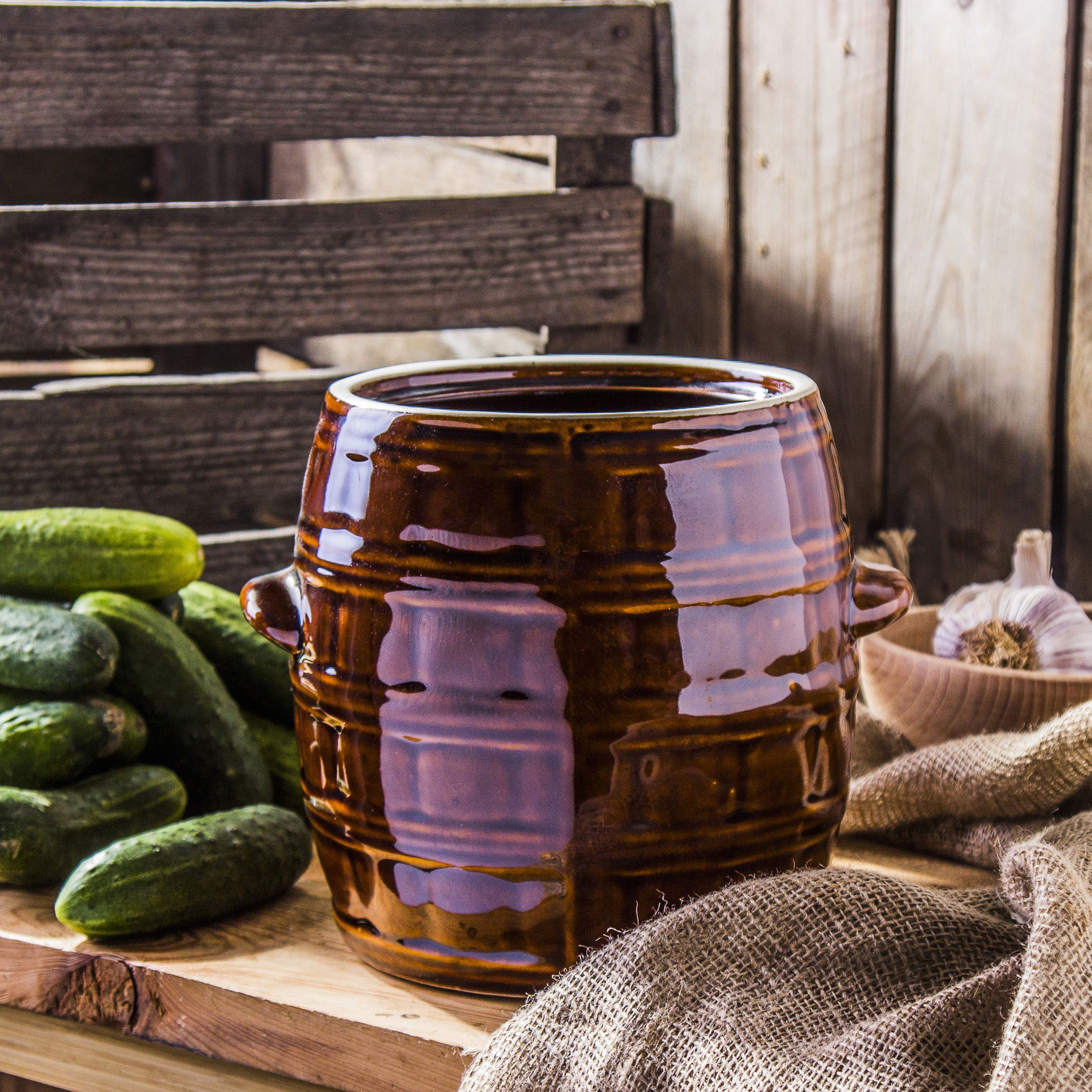 Kameninový sud na nakládání zelí a okurek KRYSTYNKA VELKÁ BRONZOVÁ 4,5 l