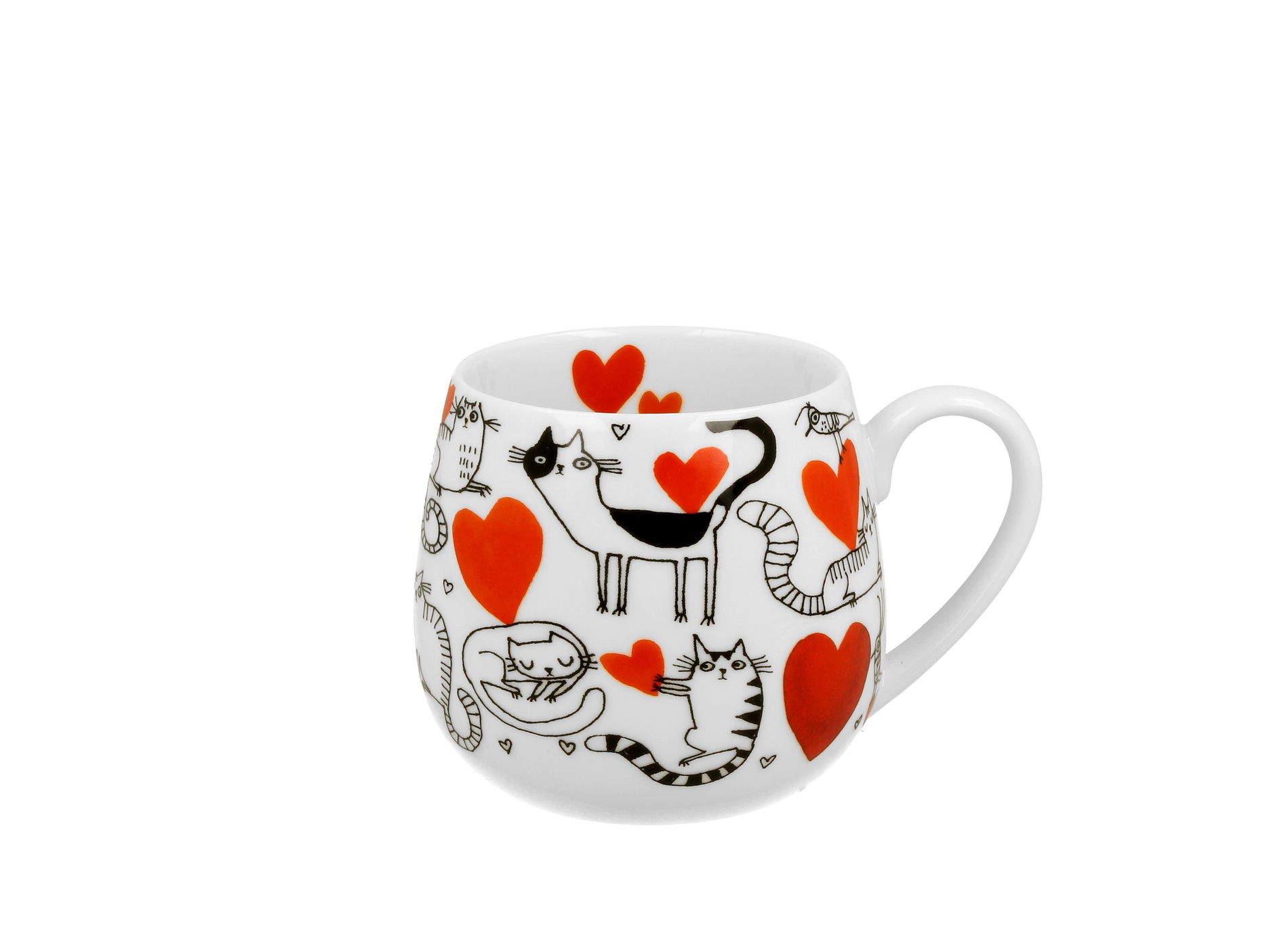 Porcelánový hrnček barel DUO ANIMALS MAČACÍ SVET SRDCE 430 ml