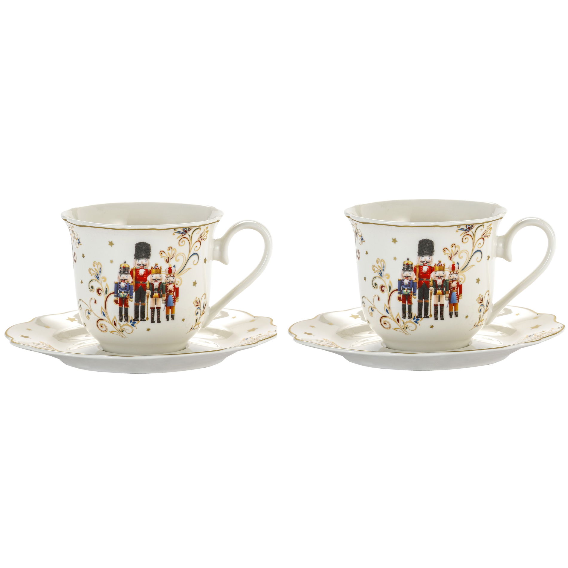 Porcelánové šálky na kávu a čaj so spodkom DZIADKI DO ORIEŠKOV 250 ml 2 ks