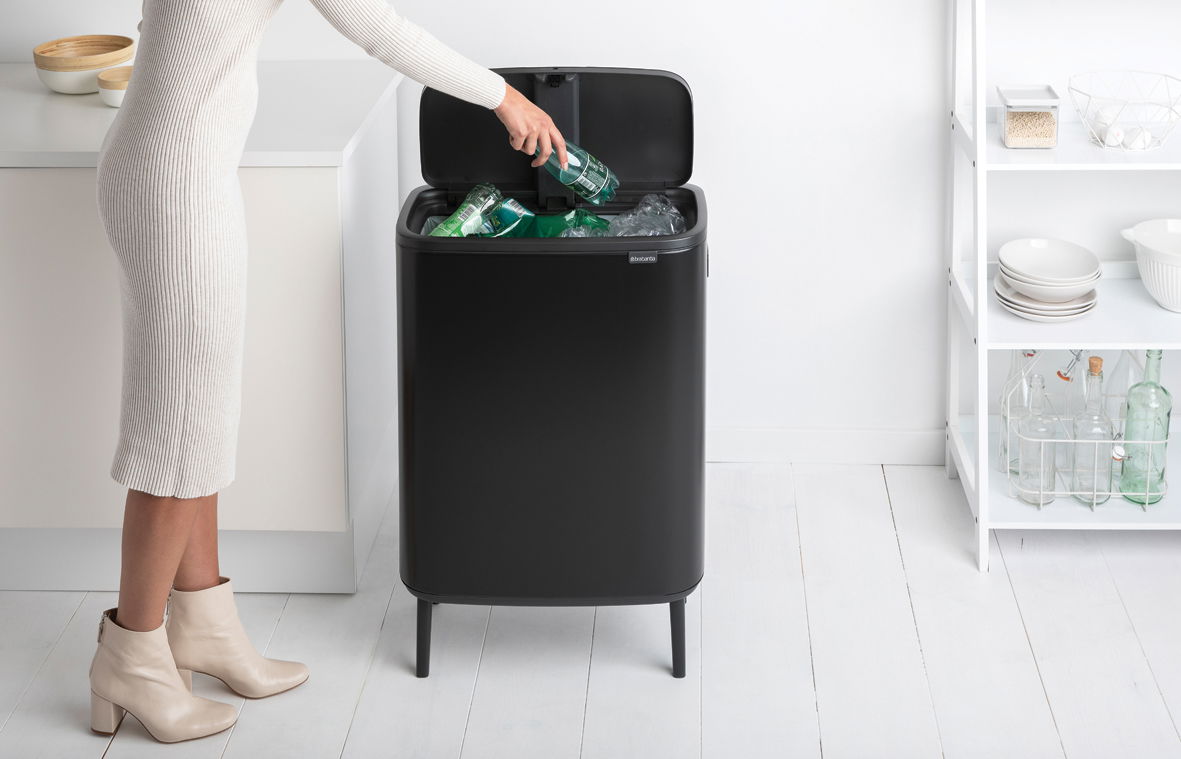 BRABANTIA Touch Bin Bo 60 l czarny - kosz na śmieci ze stali nierdzewnej