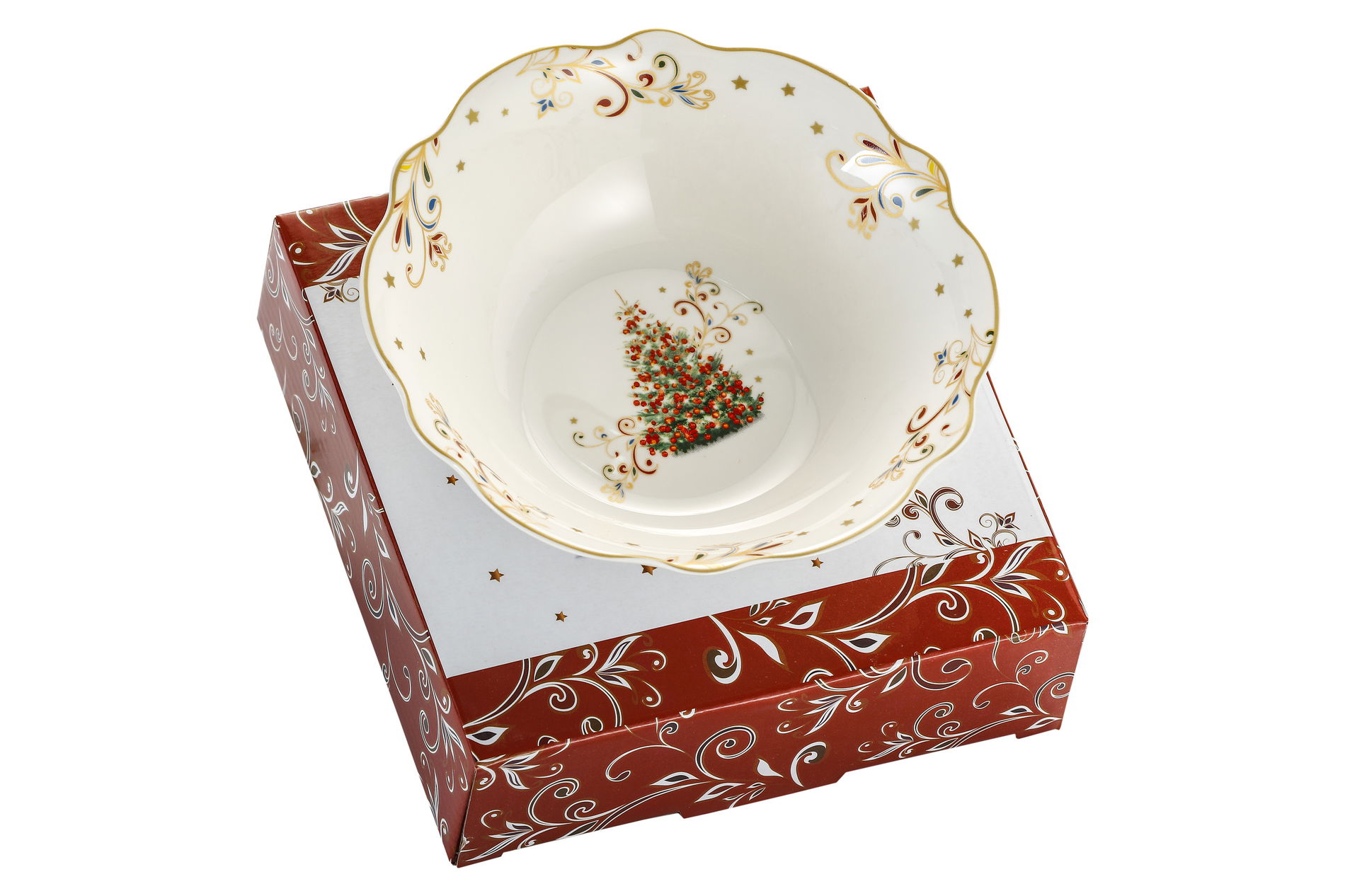 Porcelánová vánoční mísa / salátová mísa Vánoční stromek 15,5 cm