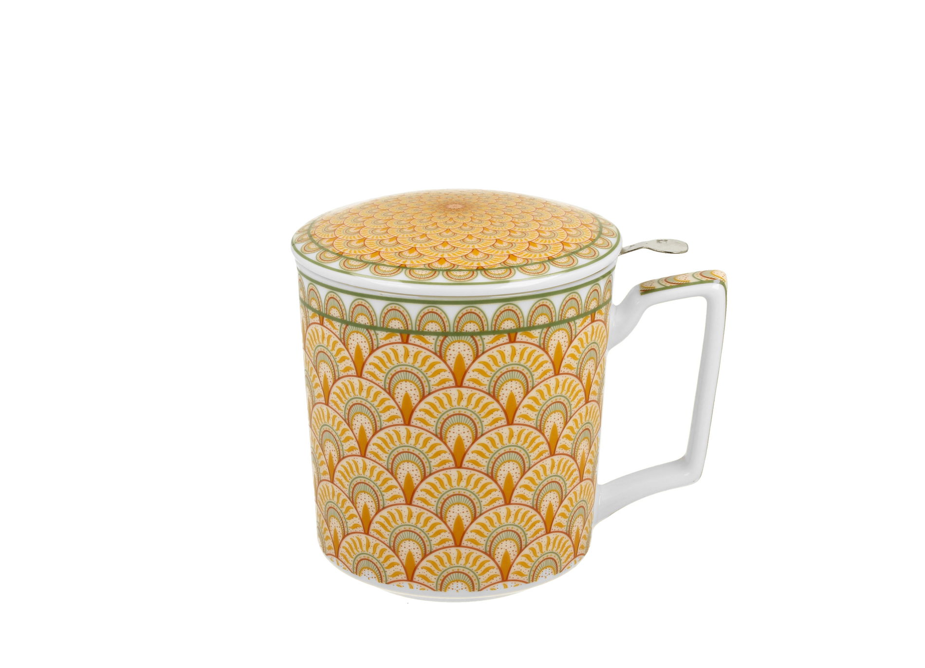 Porcelánový hrníček s infuzérem a víkem DUO GEOMETRIC SOLIS 400 ml
