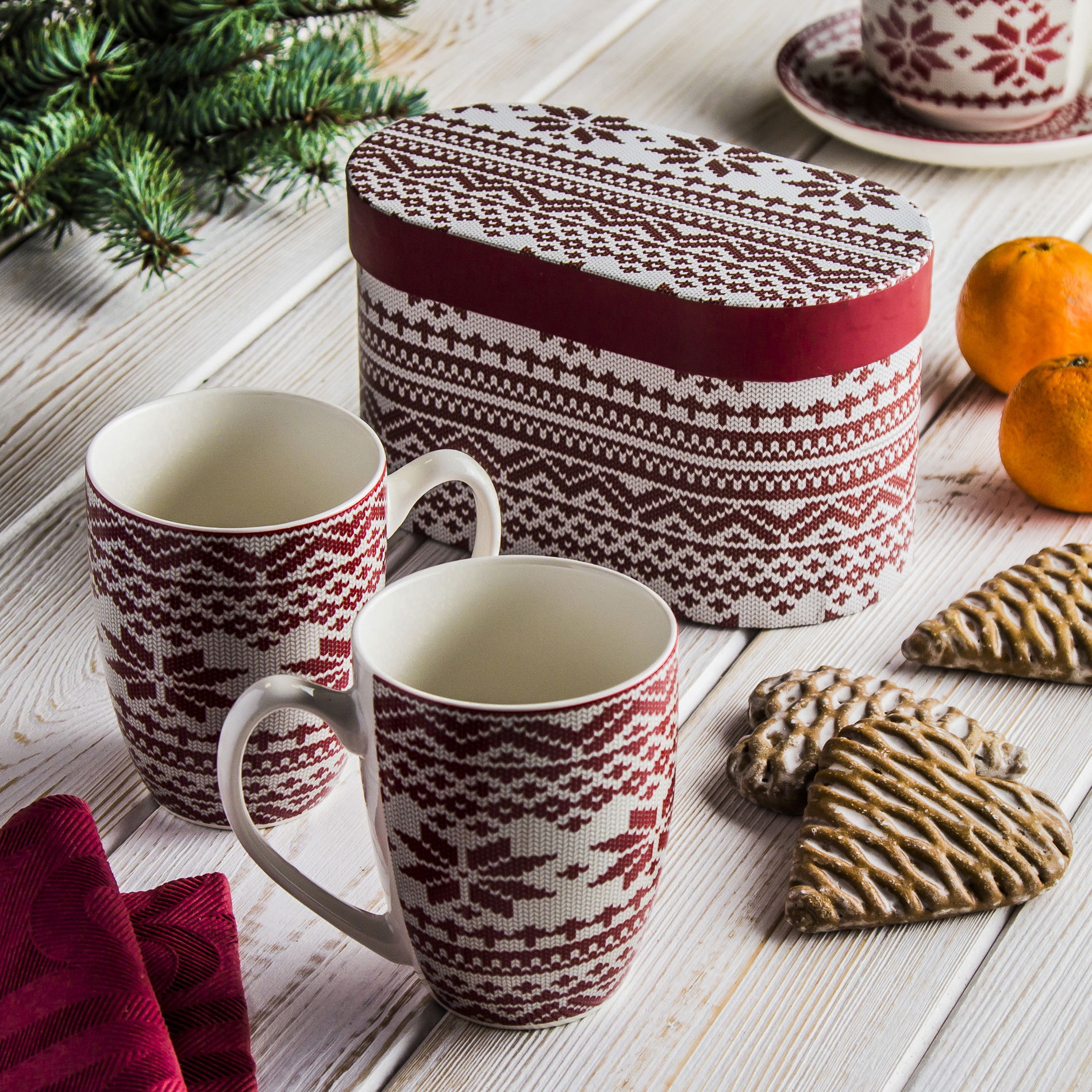 Porcelánové šálky DUO SVETRÍK ČERVENÉ 380 ml 2 ks