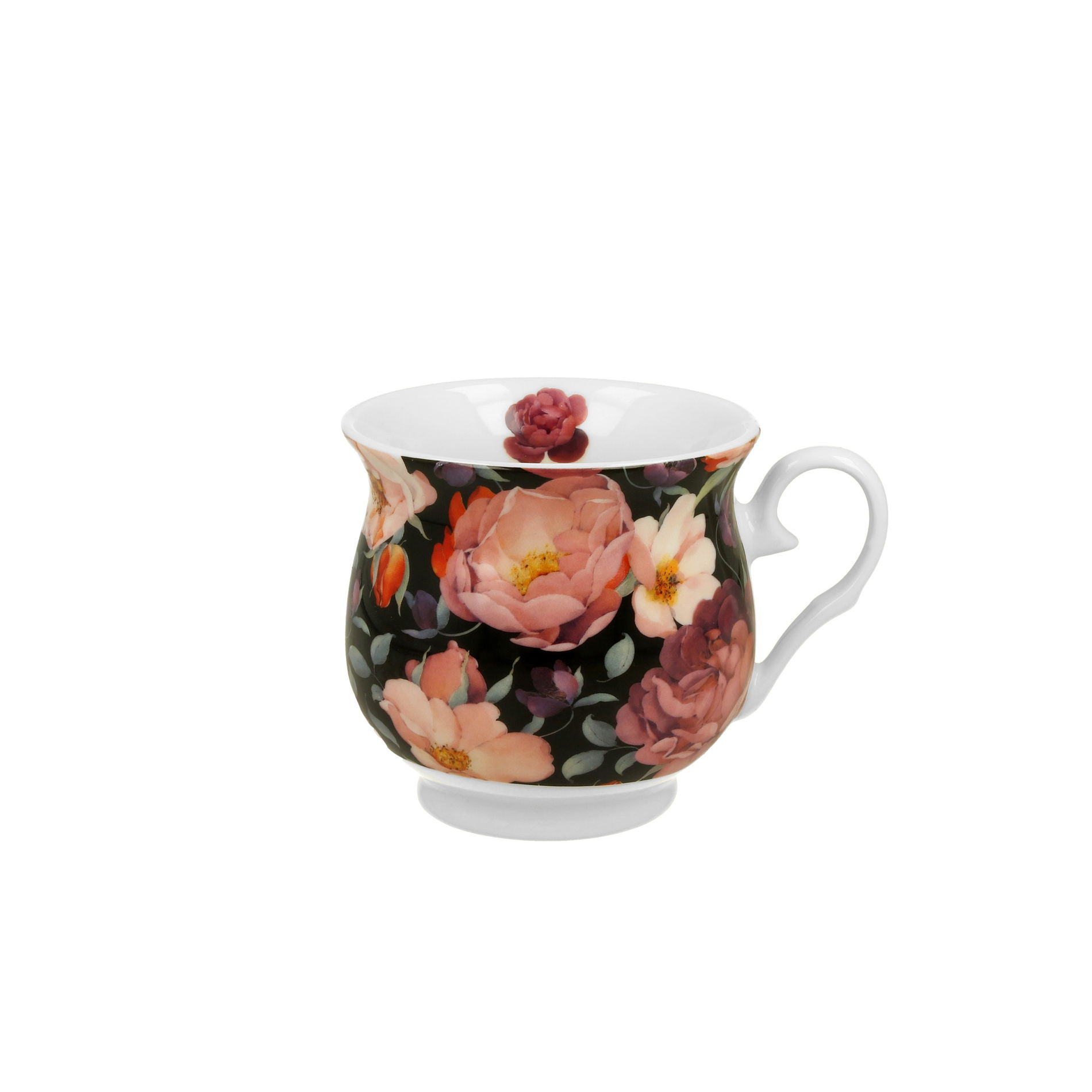 Porcelánový hrnček DUO FLORAL EXCLUSIVE SPRING ROSES BLACK 500 ml