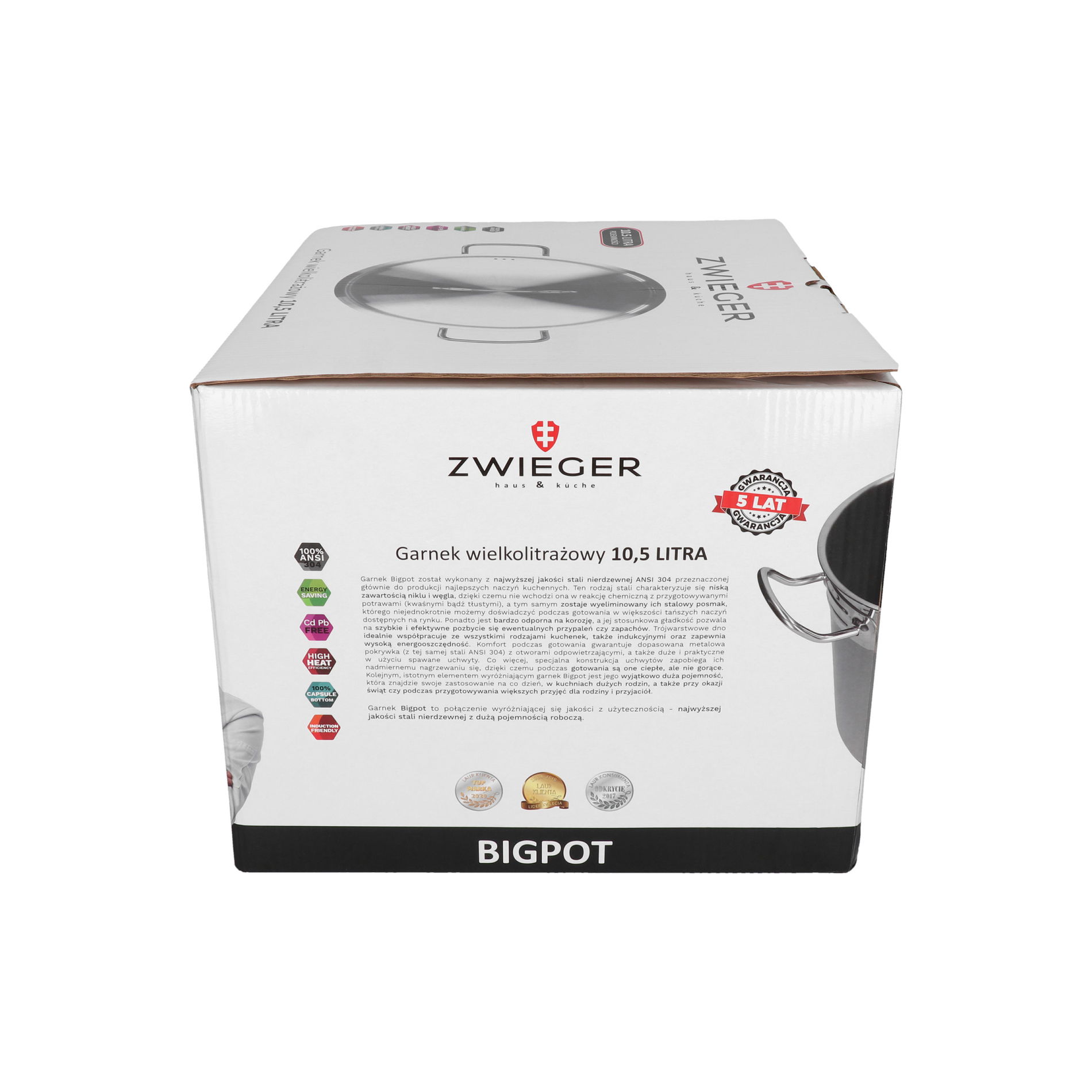 ZWIEGER BigPot 10,5 l - garnek gastronomiczny ze stali nierdzewnej z pokrywką