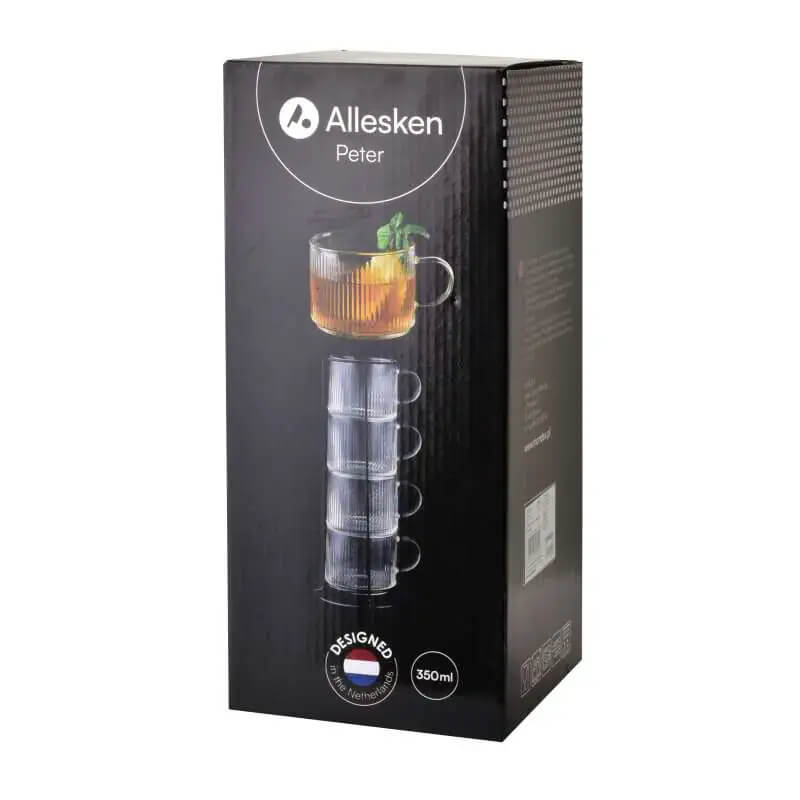 Filiżanki szklane ze stojakiem PETER 350 ml