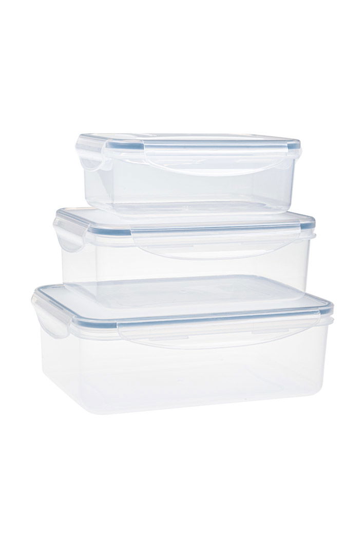TESCOMA Freshbox prostokątne 3 szt. - zestaw pojemników na żywność hermetycznych plastikowych