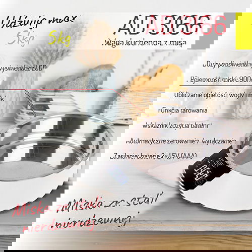 ADLER Weight - digitální (elektronická) kuchyňská váha s miskou z nerezové oceli