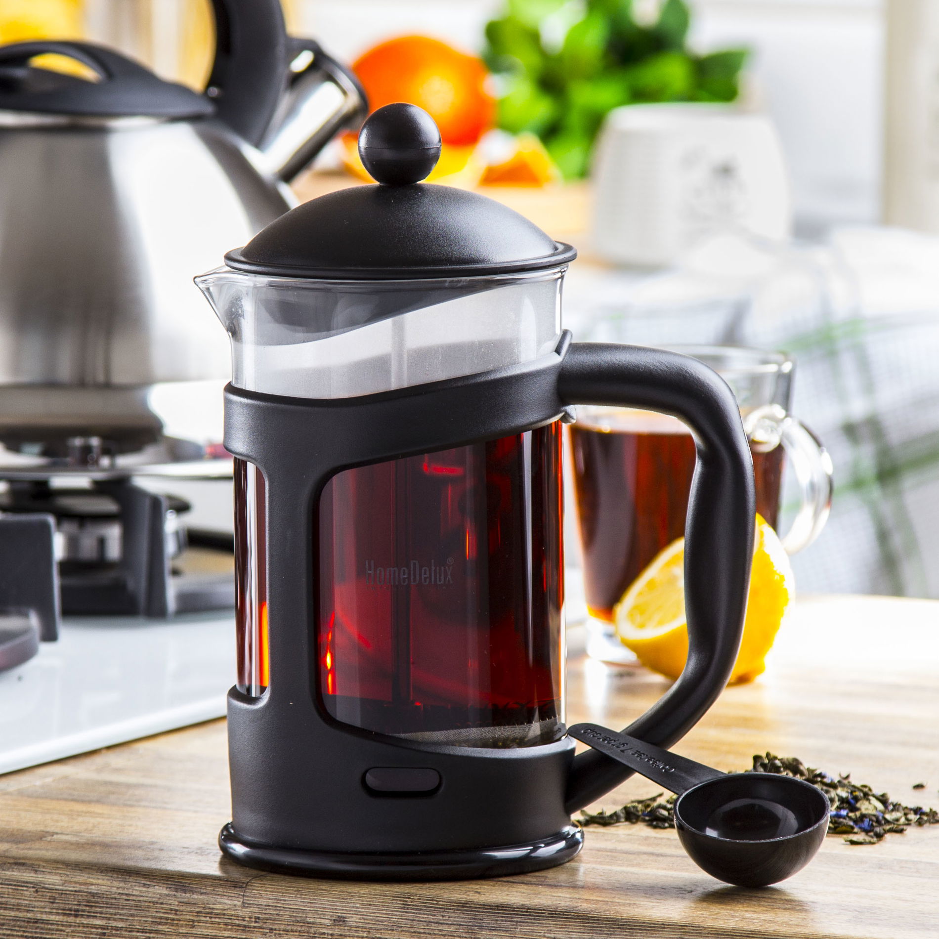 French press - skleněná konvice na čaj a kávu HOME DELUX SOFIA 0,8 l