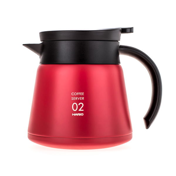 HARIO V60-02 Insulated Stainless Steel Server 0,6 l červená - konferenční nerezová termoska na čaj a kávu