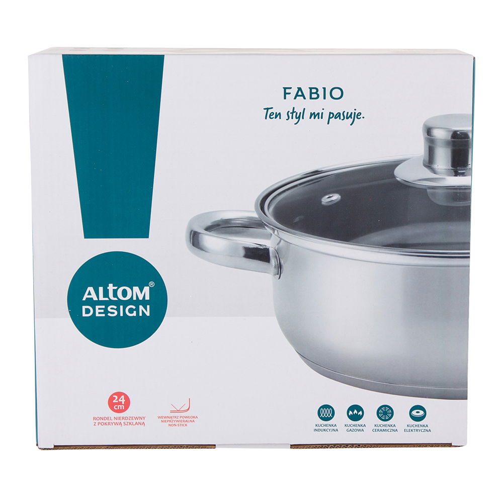 Hrnec z nerezové oceli s poklicí FABIO 2,6 l