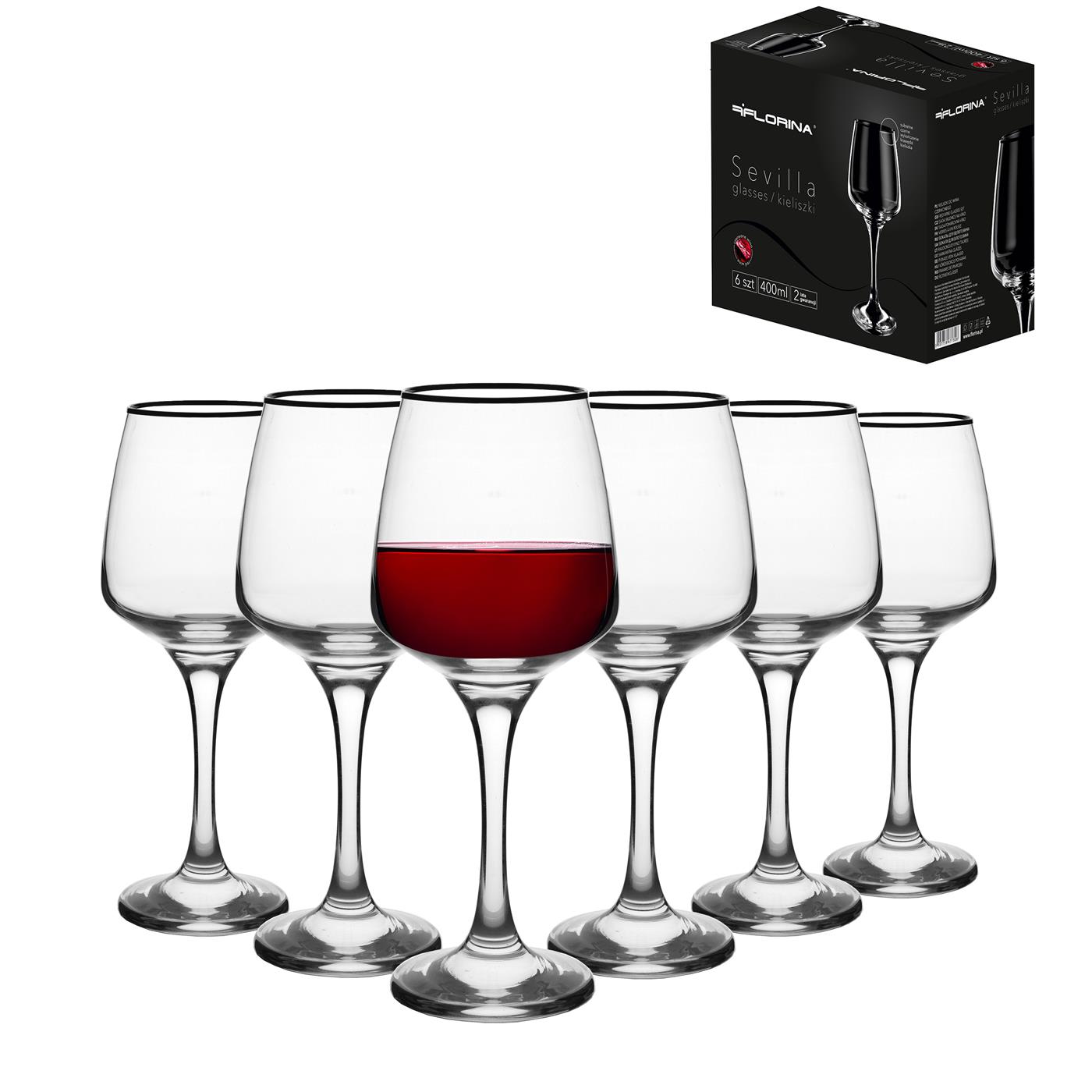 FLORINA SEVILLA sklenice na červené víno 400 ml 6 ks.