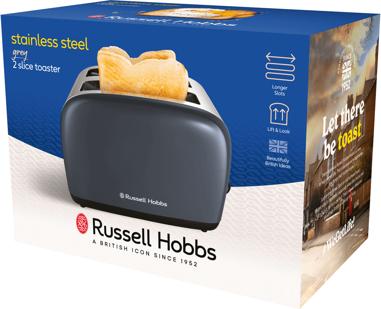 RUSSELL HOBBS Colours Plus 2S 1670 W - elektrický toustovač / sendvičovač z nerezové oceli
