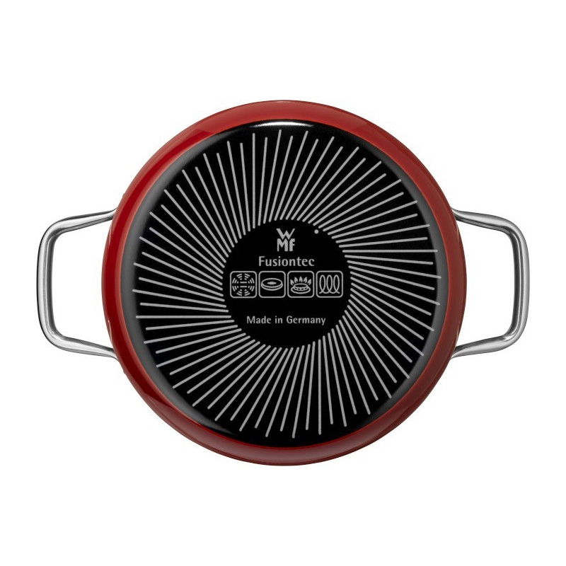 WMF Fusiontec Compact red - sada 2 nerezových hrnců s poklicí a napařovací vložkou