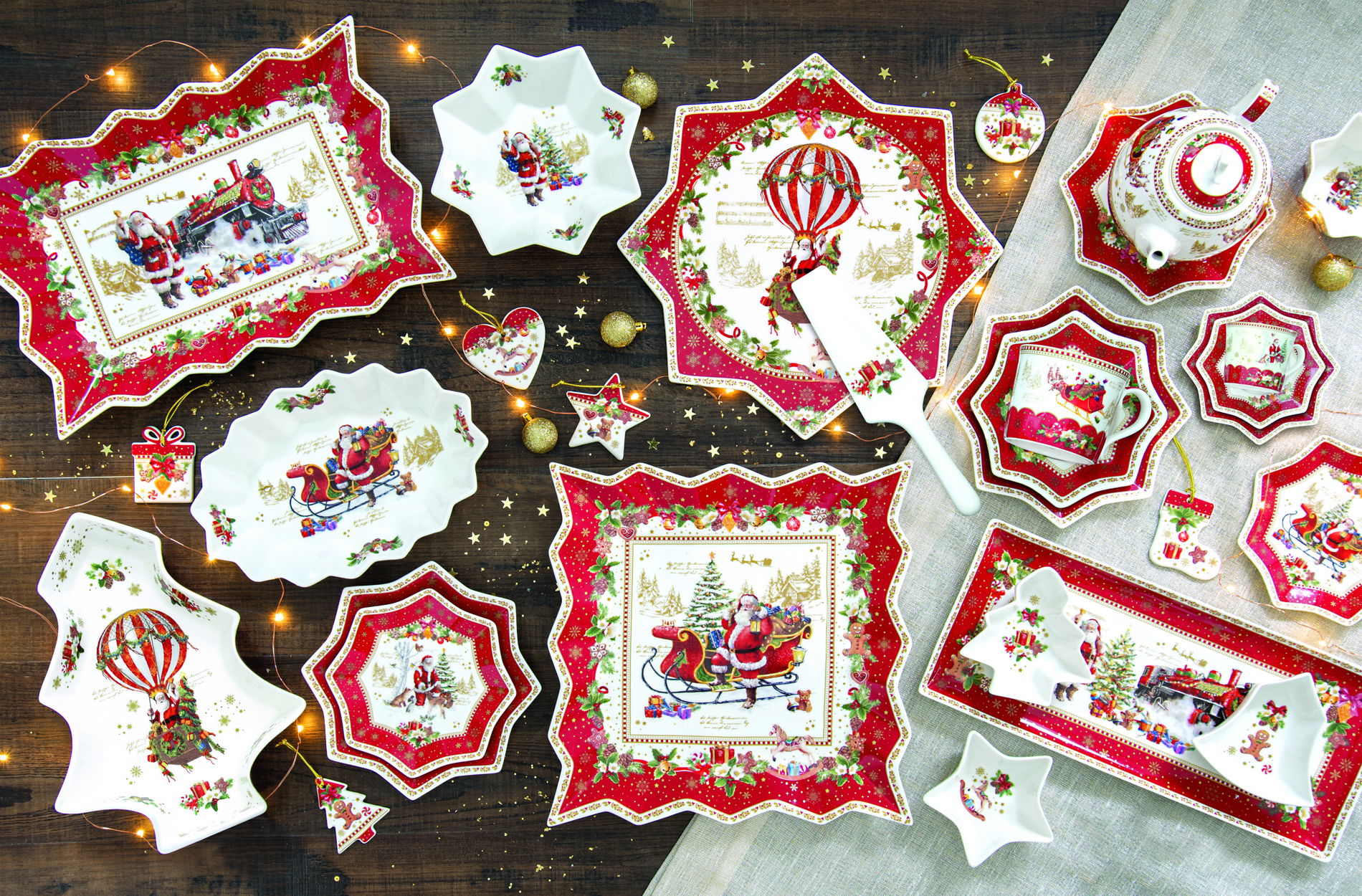 CHRISTMAS MEMORIES BÍLÁ A ČERVENÁ Kuchyňská rukavice a tlapky (3 ks)