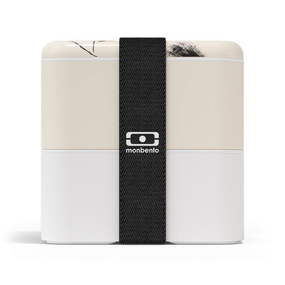 MONBENTO Bento Square Plume 1,7 l - svačinová krabička / dvoukomorová plastová krabička na snídani