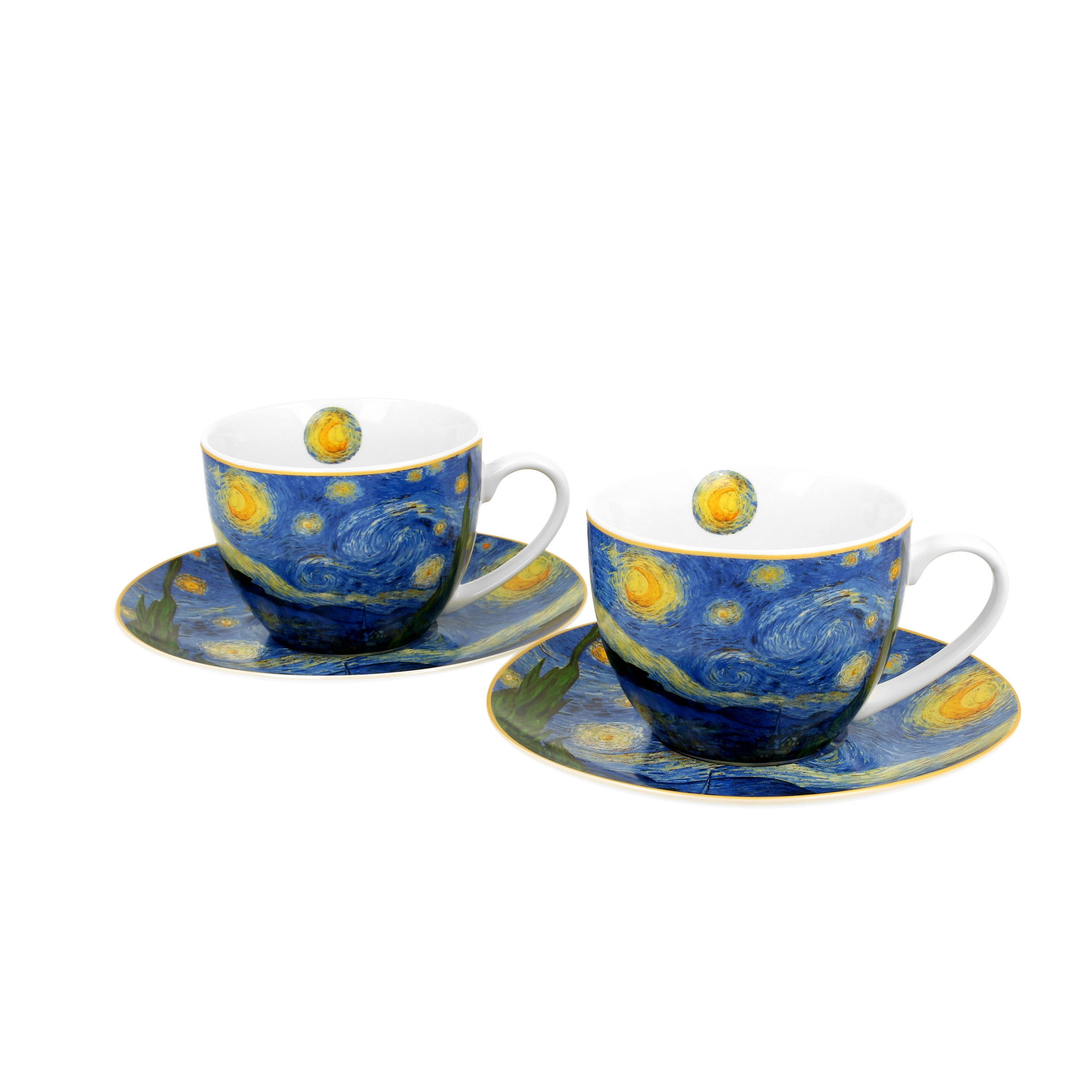 Porcelánové šálky na kávu a čaj s tanierikmi DUO ART GALLERY STARRY NIGHT BY V. VAN GOGH 280 ml 2 ks.