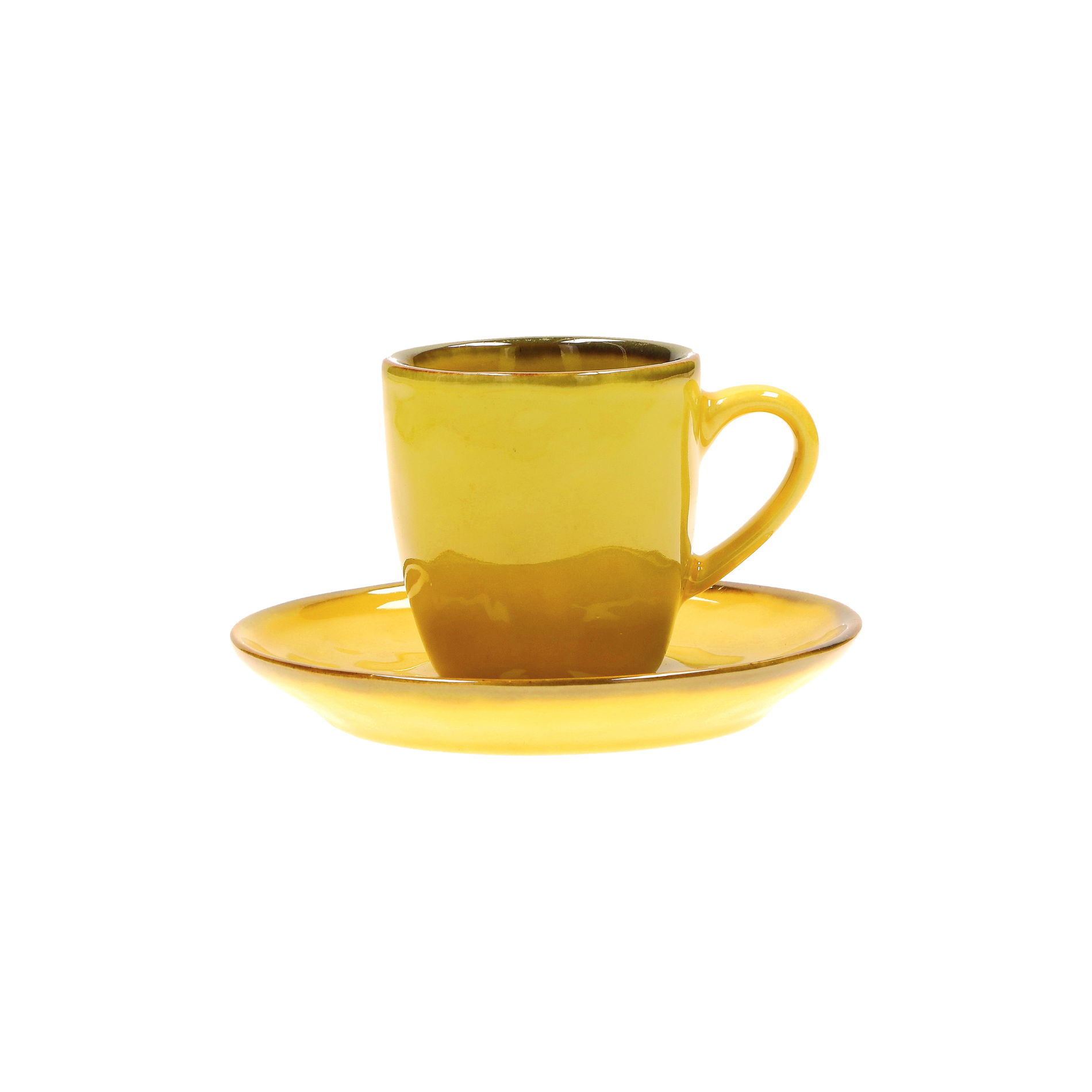 Kamenné šálky na espresso s podšálky ROSE TULIPANI CONCERTO OCRA 90 ml 6 ks.