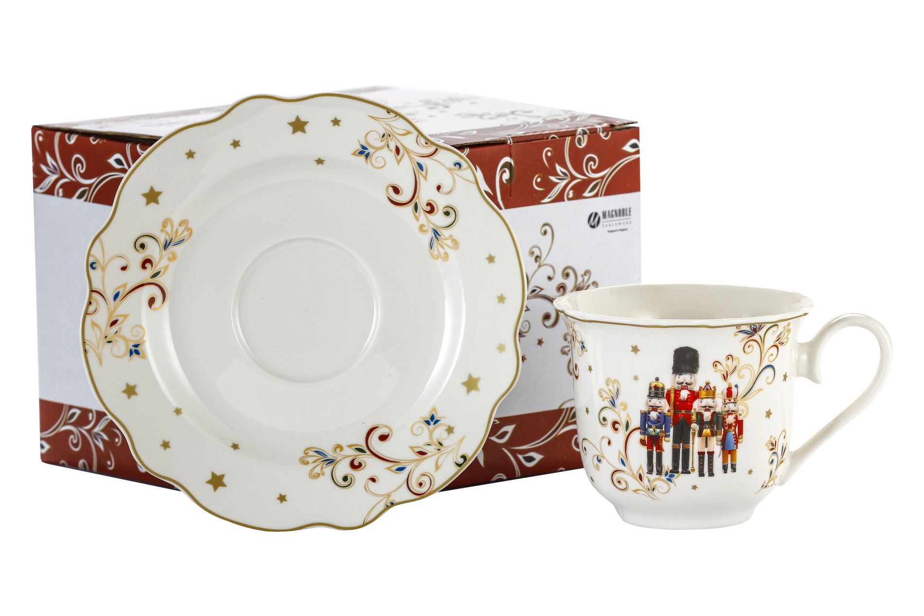 Porcelánové šálky na kávu a čaj so spodkom DZIADKI DO ORIEŠKOV 250 ml 2 ks