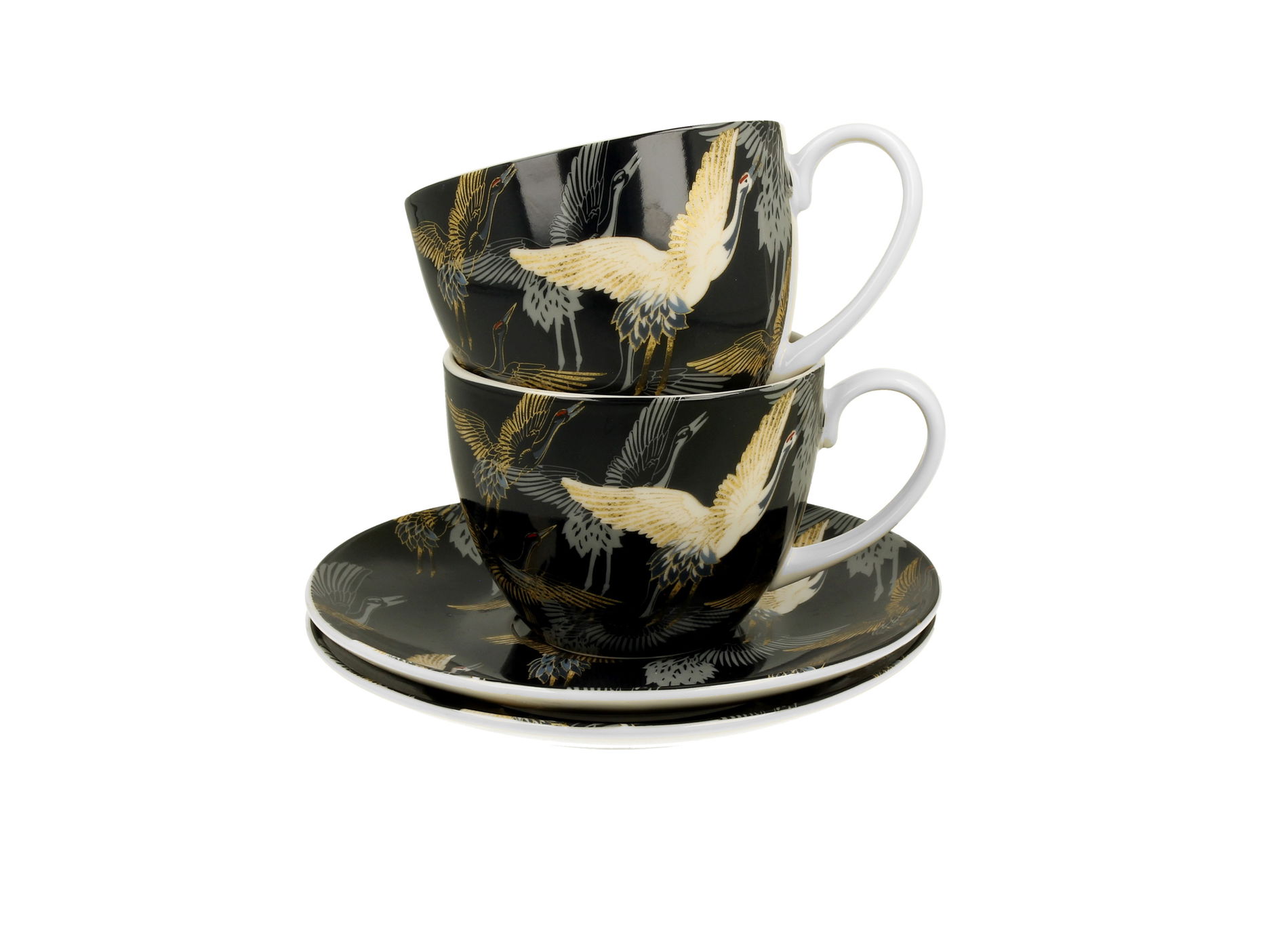 Porcelánové šálky na kávu a čaj s podšálkami DUO ART GALLERY ŽERUCHY V NOCI 280 ml 2 ks.