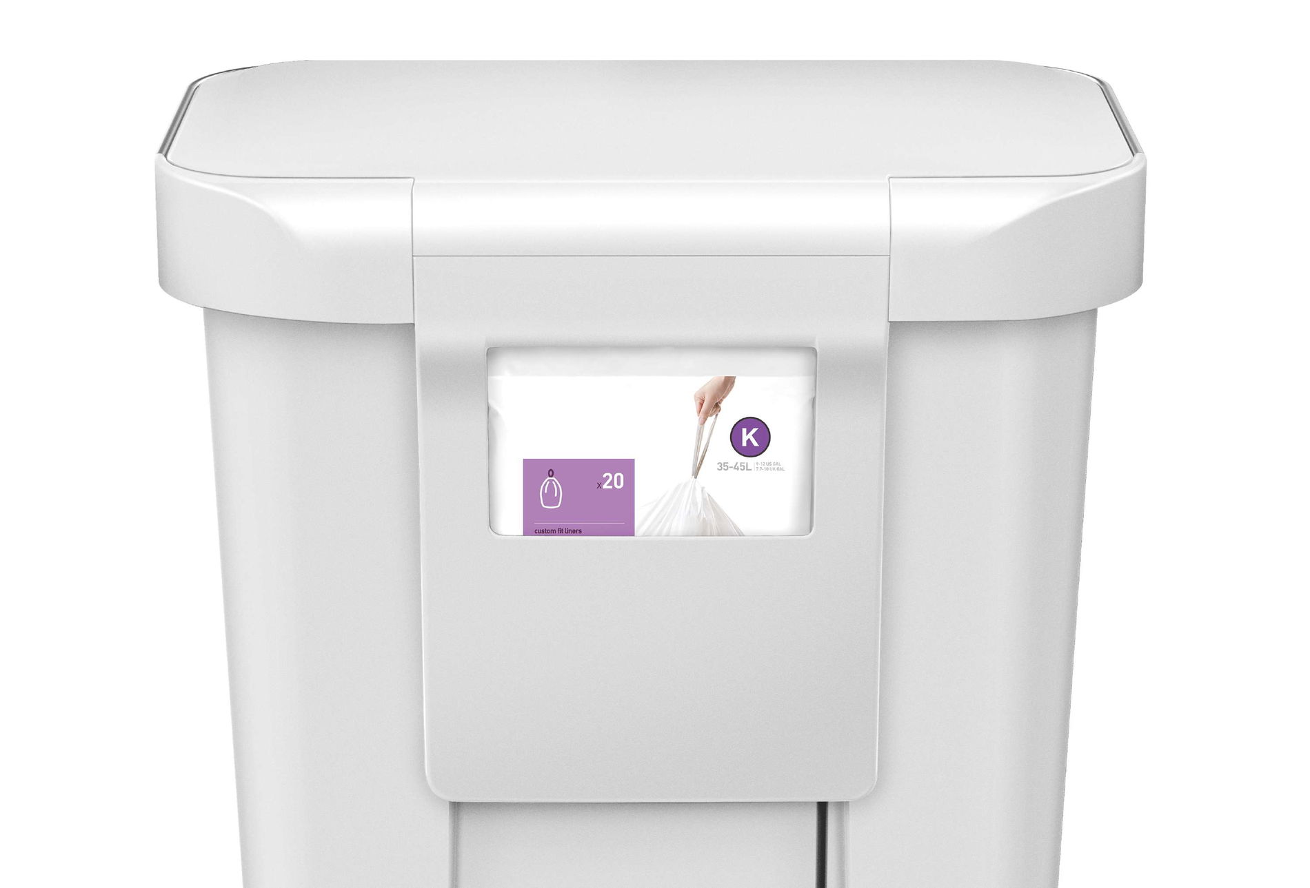 Nerezový odpadkový koš s pedálem SIMPLEHUMAN LINER POCKET WHITE 45 l