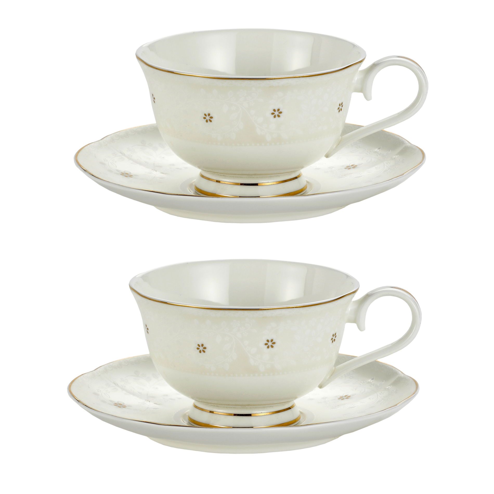 Filiżanki do kawy i herbaty porcelanowe ze spodkami 250 ml 2 szt.