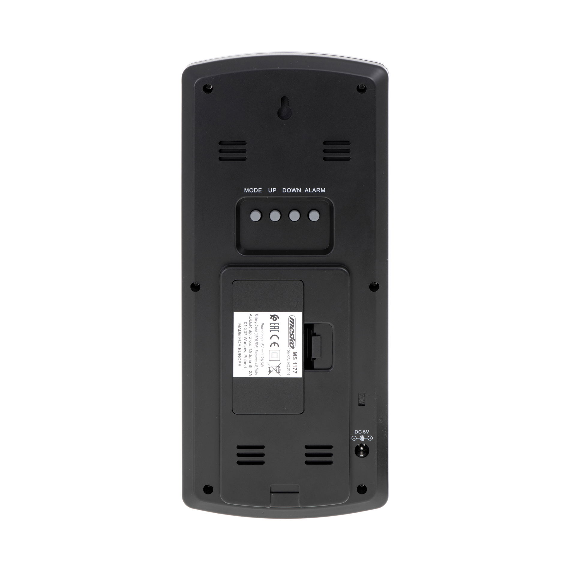 Elektronická plastová meteorologická stanice s externím a interním senzorem MESKO MS 1177 BÍLÁ 9 x 22,5 cm