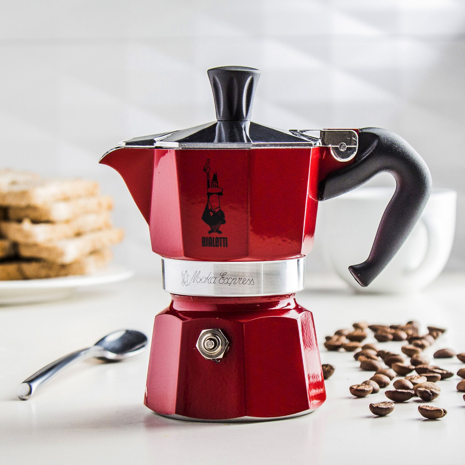 BIALETTI Moka Express na 1 filiżankę espresso (1 tz) červená - hliníková moka konvička / express