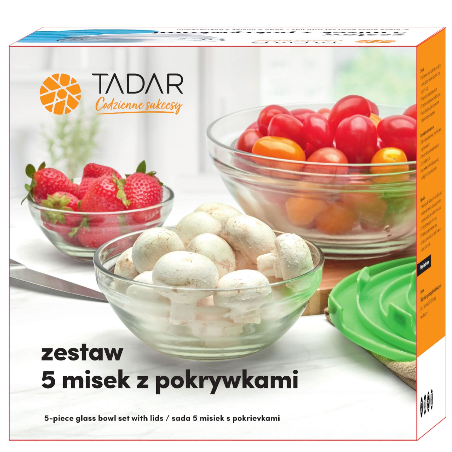 Skleněné misky / salátové mísy s víčkem s víčky TADAR BOWL SET 5 ks