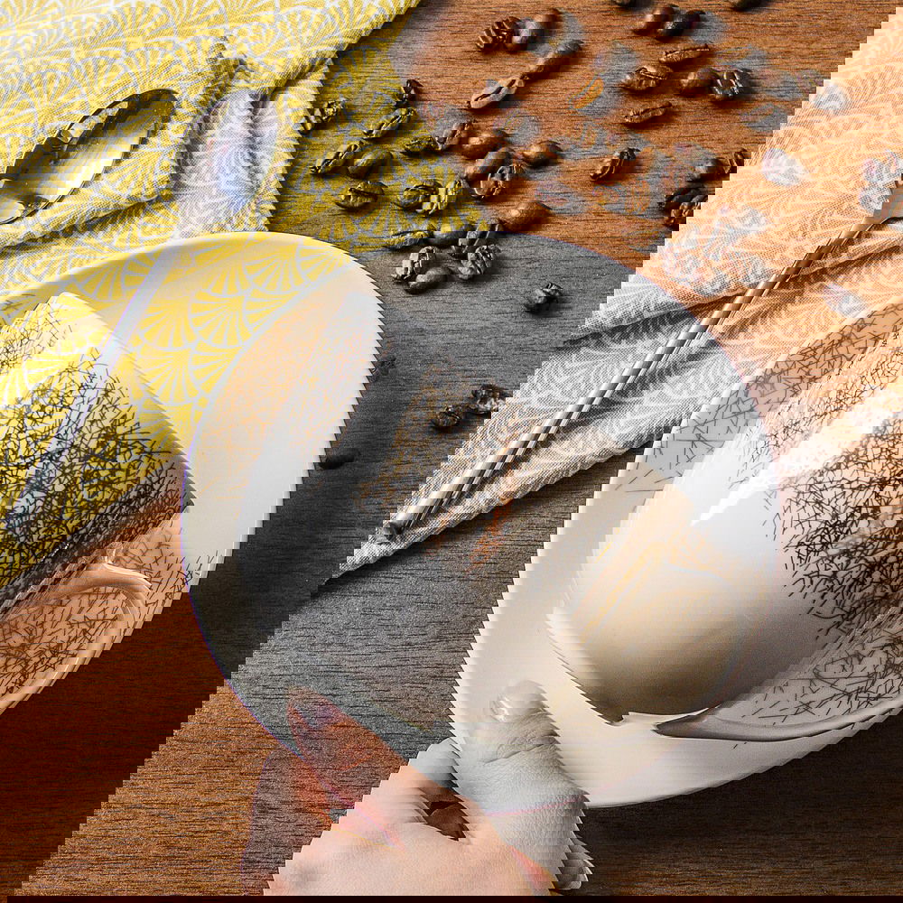 Porcelánový šál na kávu a čaj s tanierikom CERAMIKA TUŁOWICE LINE GOLD BIELA 450 ml