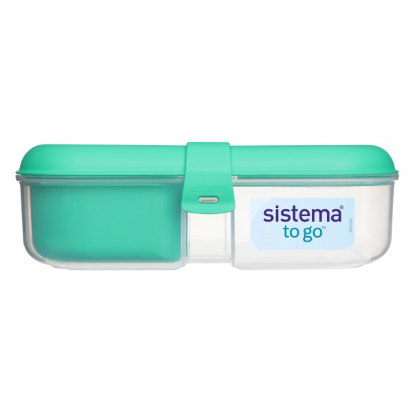 SISTEMA To Go Ribbon Lunch 1,1 l miętowy - lunch box trzykomorowy z pojemnikiem na jogurt