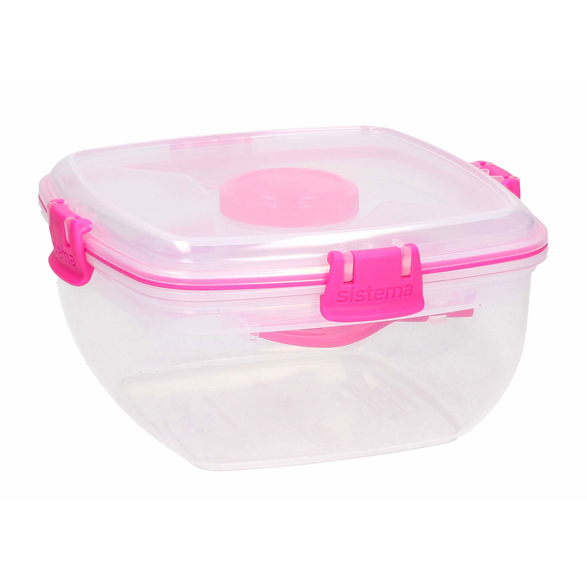 SISTEMA To Go Salad 1,1 l růžová - plastový box na oběd / snídaňový box s příborem