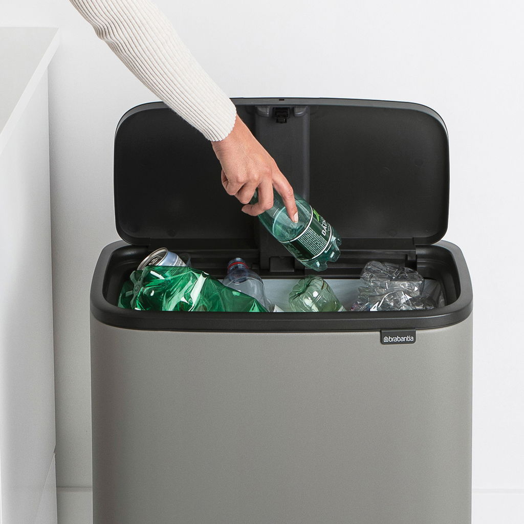 BRABANTIA Touch Bin Bo 2 x 30 l - kosz do segregacji śmieci ze stali nierdzewnej dwukomorowy