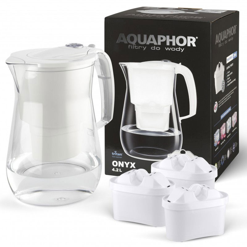AQUAPHOR Onyx 4,2 l -  dzbanek filtrujący z trzema wymiennymi wkładami tritanowy