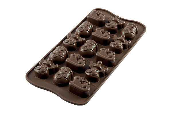 Silikonová forma na 15 čokolád SILIKOMART CHOCO WINTER HNĚDÁ