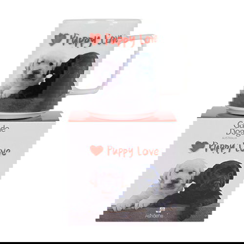 Porcelánový hrnček ASHDENE ŠTENIATKA PUPPY LOVE BIELY 250 ml