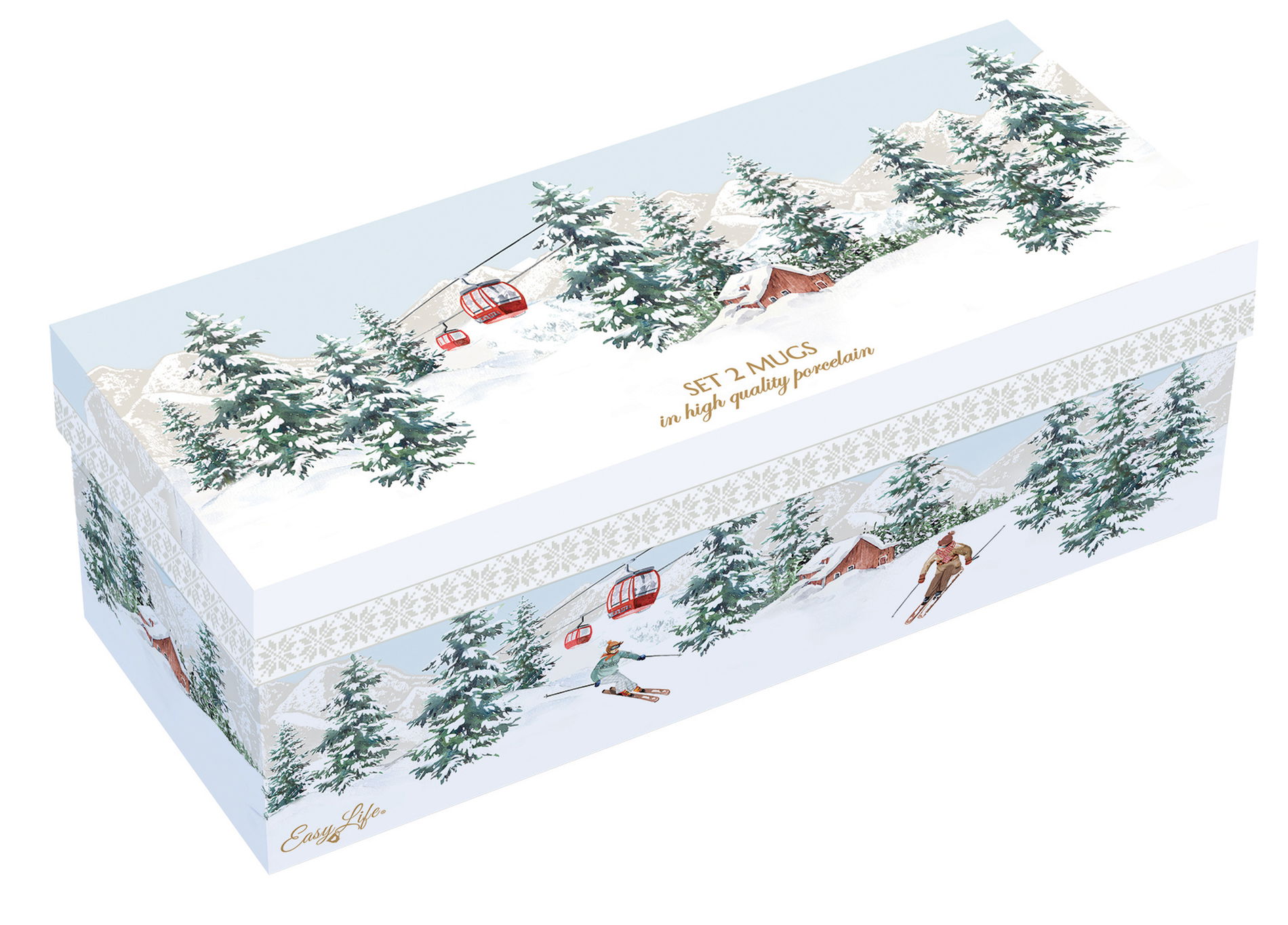 Kubki świąteczne porcelanowe EASY LIFE CHALET 300 ml 2 szt.