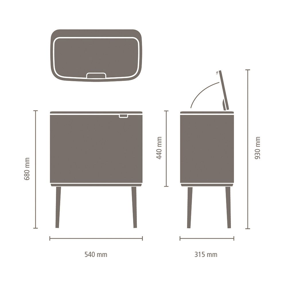 BRABANTIA Bo Touch Bin 33 l (316081) - nerezový koš na třídění odpadu tříkomorový