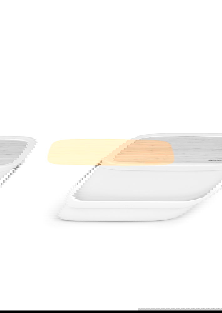 BRABANTIA Nic Chlebník 39,5 x 25,5 cm sivý - plastový chlebník s doskou na krájanie