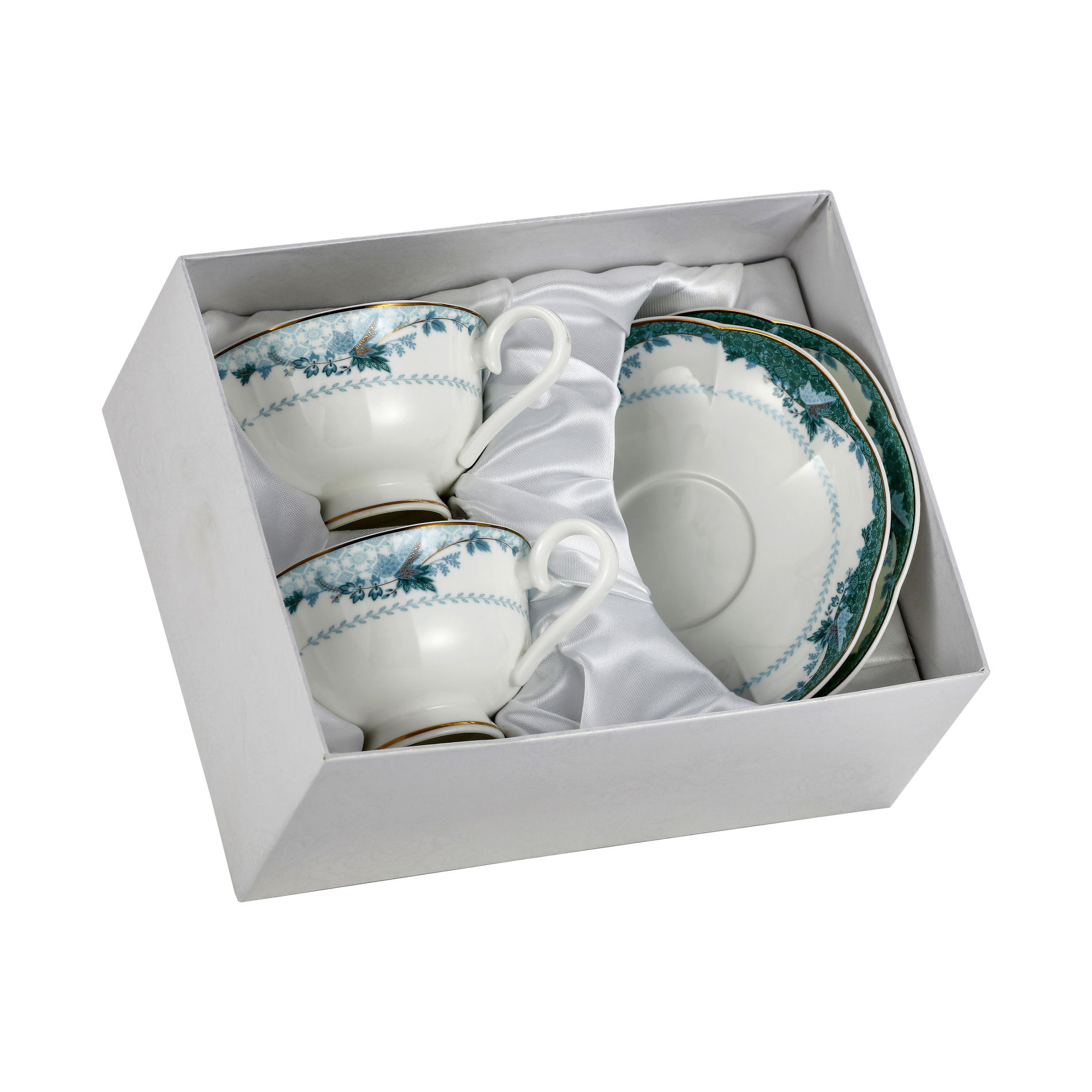 Porcelánové šálky na kávu a čaj s podšálky 250 ml 2 ks.