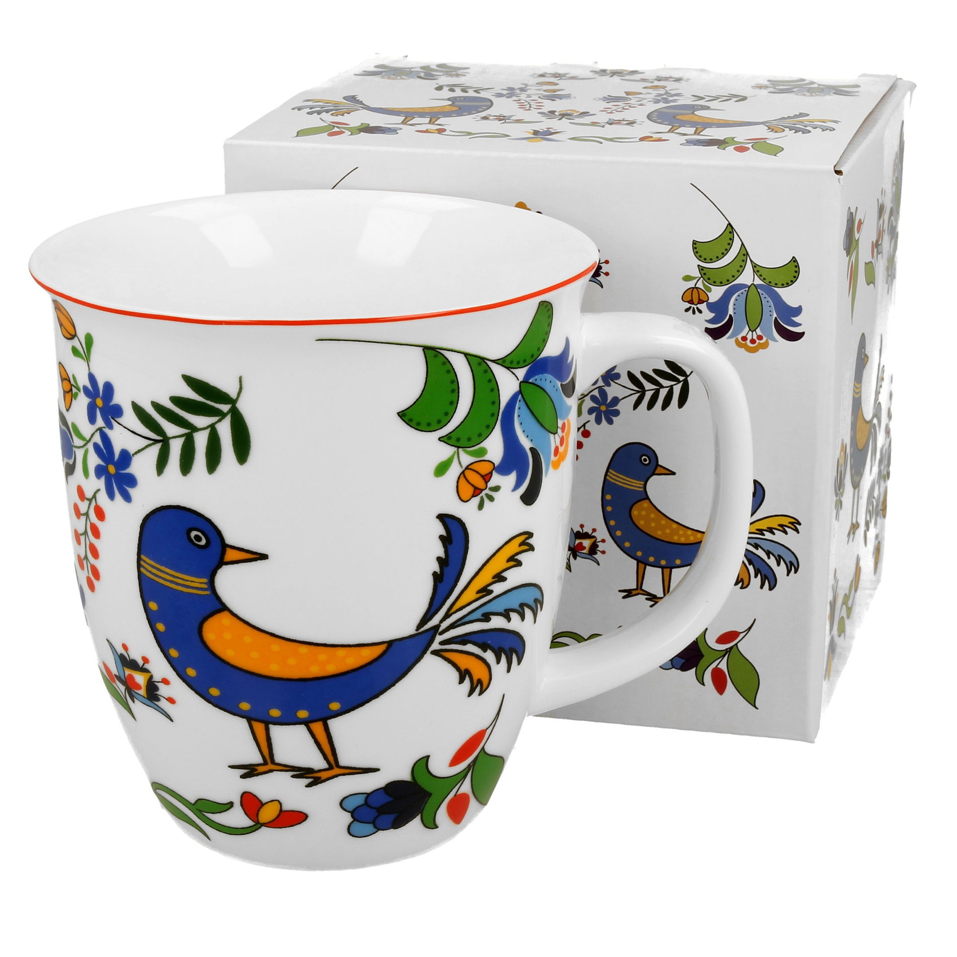 DUO ETNO PTASZEK KASZUBSKI porcelánový hrnek 650 ml