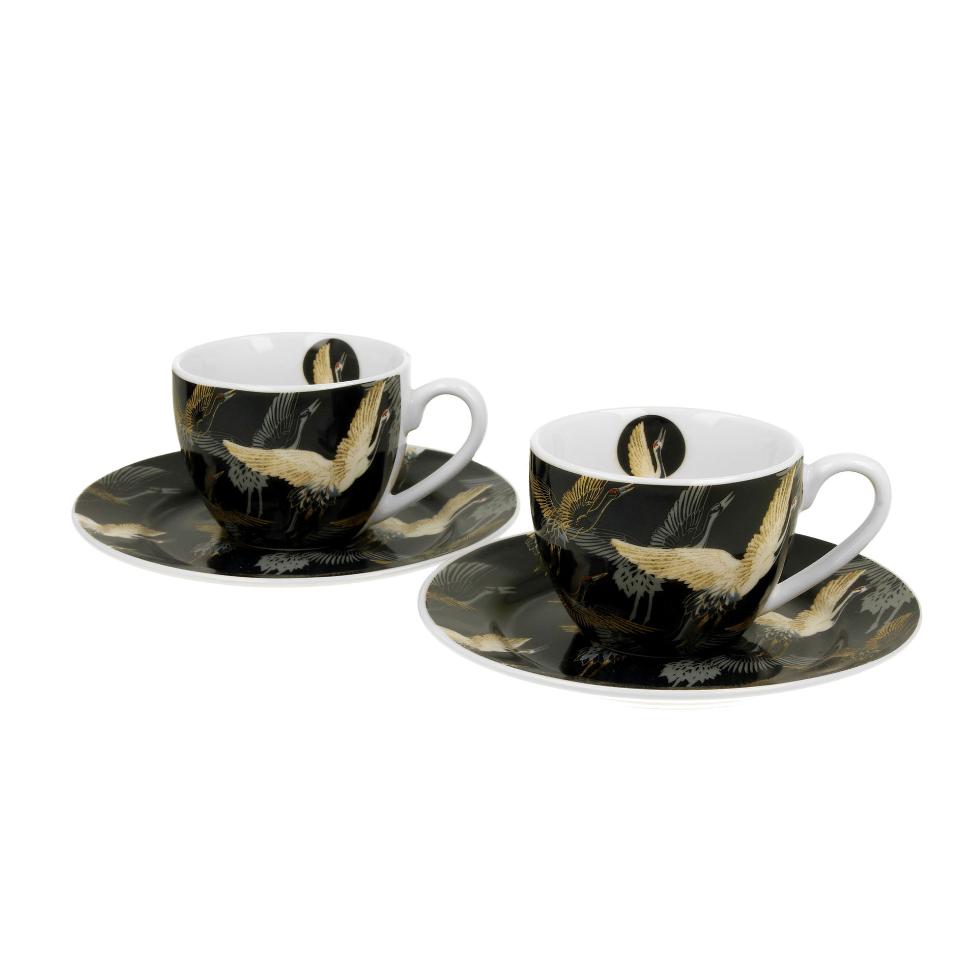 Porcelánové espresso šálky s tanierikmi DUO ART GALLERY ŽERAVY V NOCI 90 ml 2 ks.