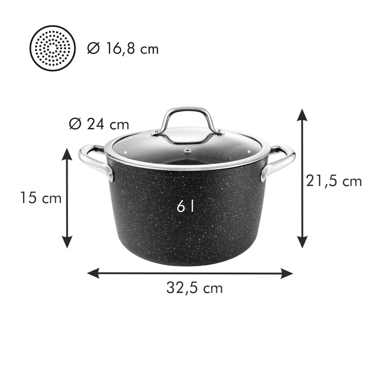 TESCOMA President Stone 6 l czarny - garnek aluminiowy z pokrywką