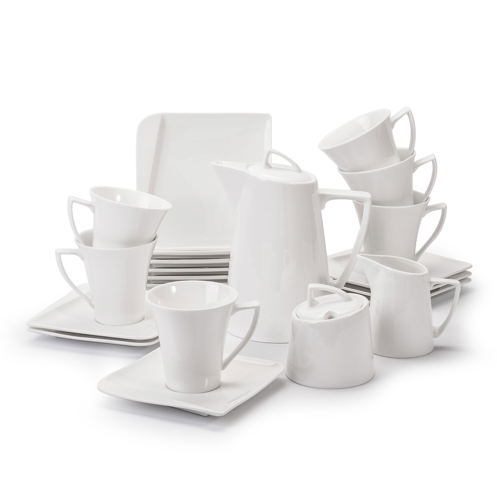 Porcelánová kávová súprava HOME DELUX QUATRE BIELA pre 6 osôb (21 ks)