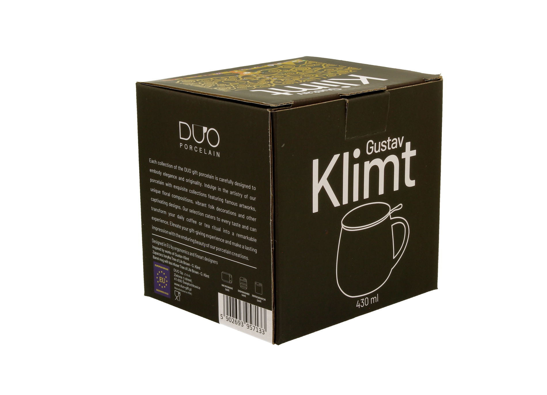 Kubek porcelanowy z zaparzaczem i pokrywką DUO ART GALLERY TREE OF LIFE BY GUSTAV KLIMT 430 ml
