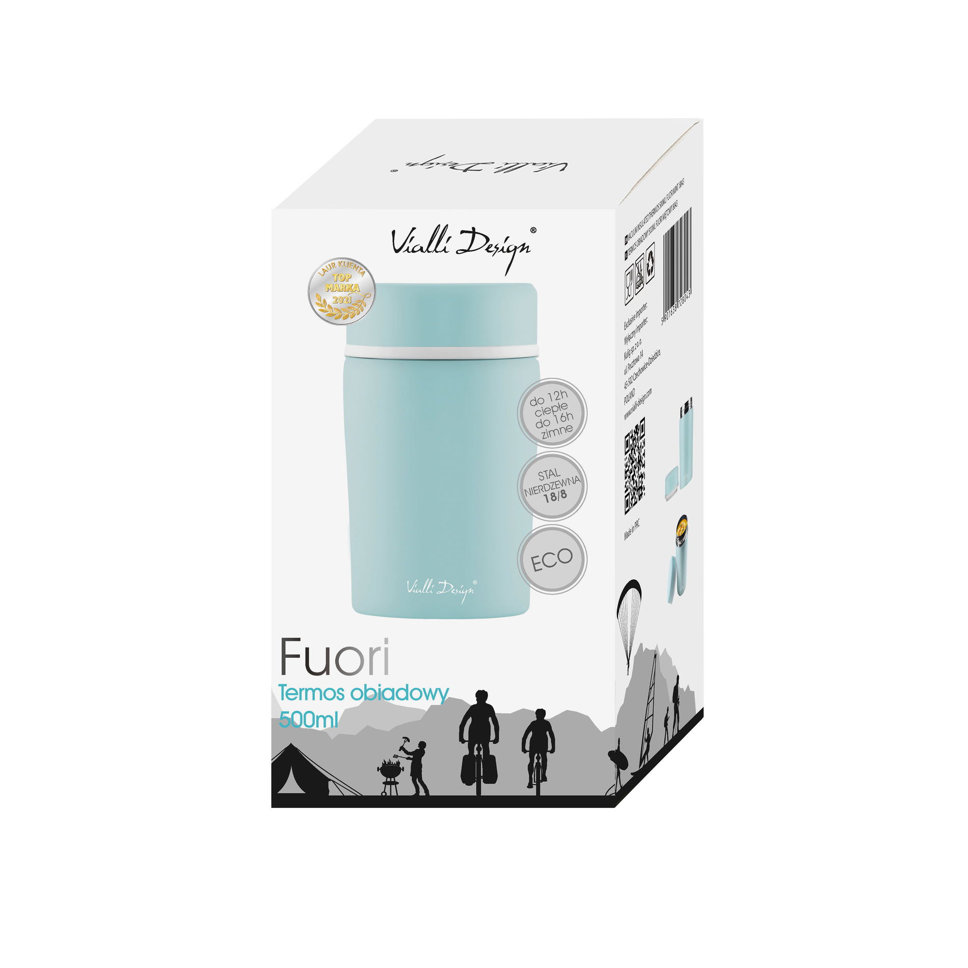 VIALLI DESIGN Fuori 0,5 l mátová – nerezová termoska na potraviny